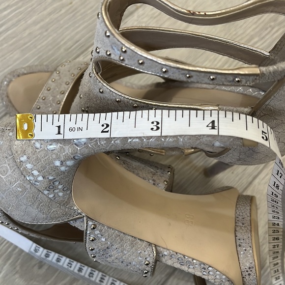 BCBGMaxAzria Beige Gold Studded Zip Up Stiletto—4.5”Heels —Size 8B— - Picture 12 of 12